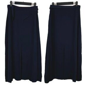 Giorgio Armani Navy Silk Midi Skirt EU 42 US 6